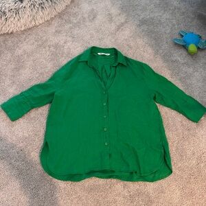 Zara Green Button-Up Shirt